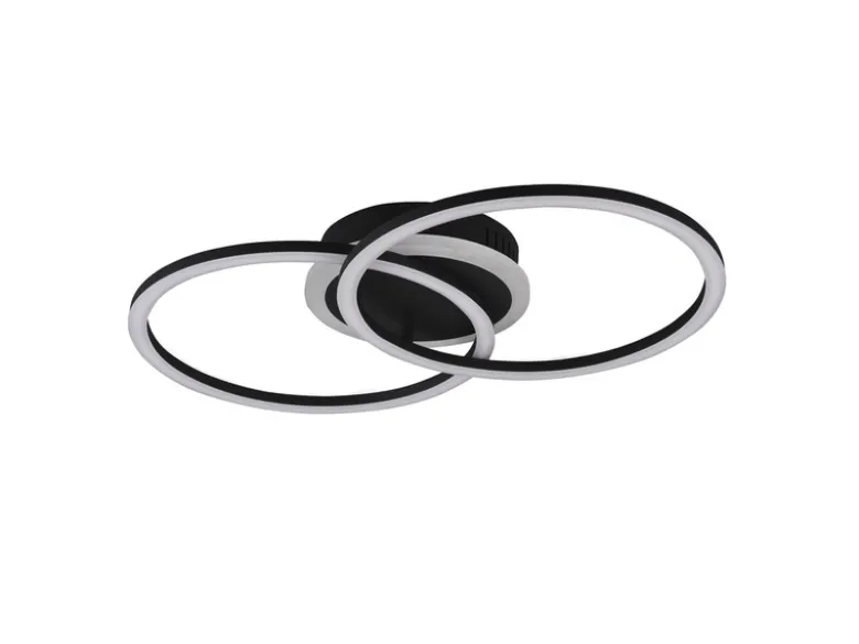 LED Deckenleuchte VENIDA 2 Ringe Schwarz, dimmbar, Breite 50cm