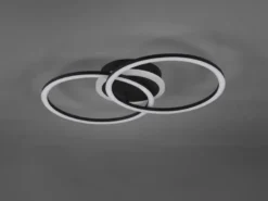 LED Deckenleuchte VENIDA 2 Ringe Schwarz, dimmbar, Breite 50cm