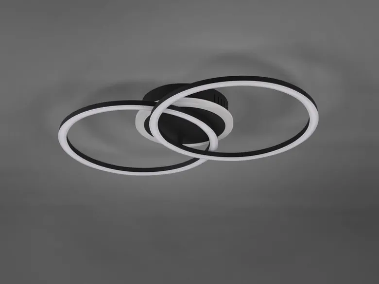 LED Deckenleuchte VENIDA 2 Ringe Schwarz, dimmbar, Breite 50cm
