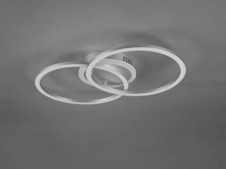 LED Deckenleuchte VENIDA 2 Ringe Silber, dimmbar, Breite 50cm