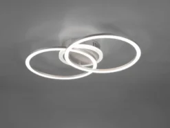 LED Deckenleuchte VENIDA 2 Ringe Silber, dimmbar, Breite 50cm