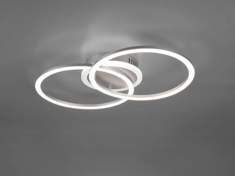 LED Deckenleuchte VENIDA 2 Ringe Silber, dimmbar, Breite 50cm