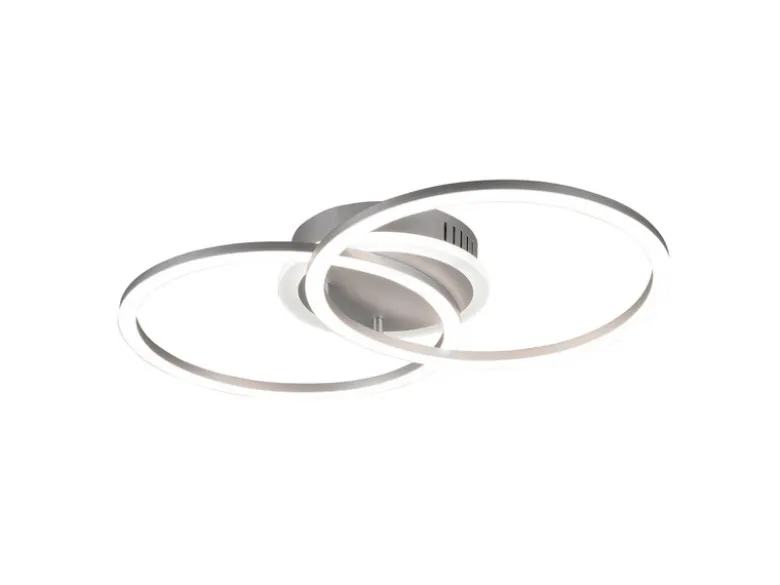 LED Deckenleuchte VENIDA 2 Ringe Silber, dimmbar, Breite 50cm