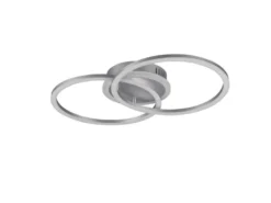 LED Deckenleuchte VENIDA 2 Ringe Silber, dimmbar, Breite 50cm
