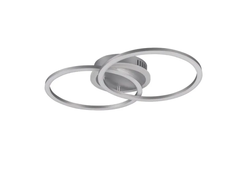 LED Deckenleuchte VENIDA 2 Ringe Silber, dimmbar, Breite 50cm