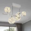 LED Deckenleuchte VIRINA 5-flammig Silber mit Kristall Glaskugeln, Breite 61cm