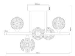LED Deckenleuchte VIRINA 5-flammig Silber mit Kristall Glaskugeln, Breite 61cm