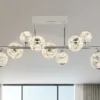 LED Deckenleuchte VIRINA 9-flammig Silber mit Kristall Glaskugeln, Breite 101cm