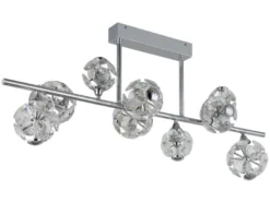 LED Deckenleuchte VIRINA 9-flammig Silber mit Kristall Glaskugeln, Breite 101cm