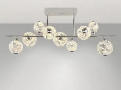 LED Deckenleuchte VIRINA 9-flammig Silber mit Kristall Glaskugeln, Breite 101cm
