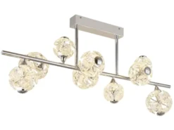 LED Deckenleuchte VIRINA 9-flammig Silber mit Kristall Glaskugeln, Breite 101cm