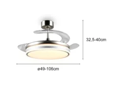 LED Deckenleuchte VOLDA mit Ventilator und Fernbedienung Ø 49cm - max. 106cm