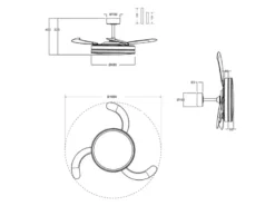 LED Deckenleuchte VOLDA mit Ventilator und Fernbedienung Ø 49cm - max. 106cm