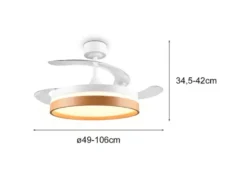 LED Deckenleuchte VOLDA mit Ventilator und Fernbedienung Ø 49cm - max. 106cm