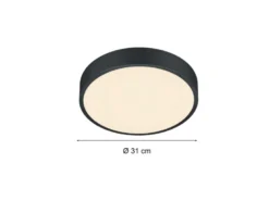LED Deckenleuchte WACO in Schwarz matt extern dimmbar flach, Ø 31cm