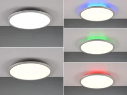 LED Deckenleuchte YUMA flach mit Fernbedienung, 3 Lichtfarben & RGB, Ø 40cm
