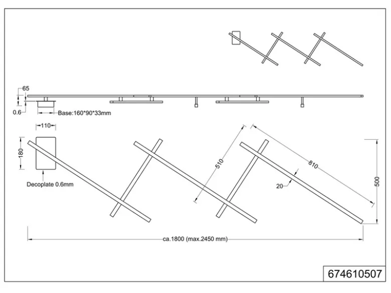 LED Deckenschiene INDIRA Silber schwenkbar bis 245cm breit