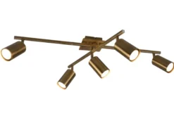 LED Deckenstrahler Altmessing 5-flammig dimmbar, Breite 77,4cm
