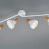 LED Deckenstrahler aus Metall in Weiß & Holzoptik, Breite 71cm