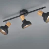 LED Deckenstrahler aus Metall in Schwarz & Holzoptik, Breite 47cm