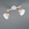 LED Deckenstrahler aus Metall in Weiß & Holzoptik, Breite 30cm