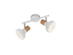 LED Deckenstrahler aus Metall in Weiß & Holzoptik, Breite 30cm