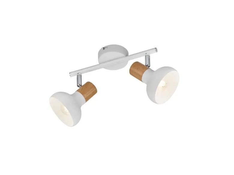LED Deckenstrahler aus Metall in Weiß & Holzoptik, Breite 30cm