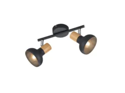 LED Deckenstrahler aus Metall in Schwarz & Holzoptik, Breite 30cm