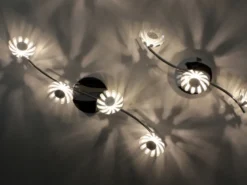 LED Deckenstrahler BLOOM 3-flammig, Metall in Blattsilber, Breite 50cm