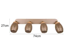 LED Deckenstrahler Coffee 4-flammig mit Stanzmuster, Breite 74cm