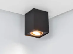LED Deckenstrahler eckig Schwarz Gold, Breite 9,6cm