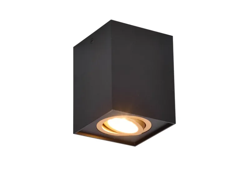 LED Deckenstrahler eckig Schwarz Gold, Breite 9,6cm
