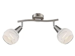 LED Deckenstrahler ELLIOTT 2-flammig, Glasschirme satiniert, Breite 28cm