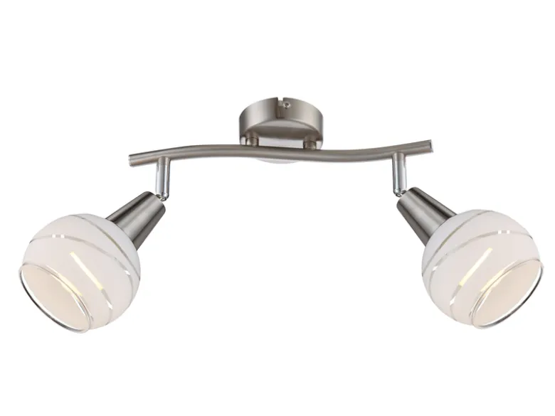 LED Deckenstrahler ELLIOTT 2-flammig, Glasschirme satiniert, Breite 28cm