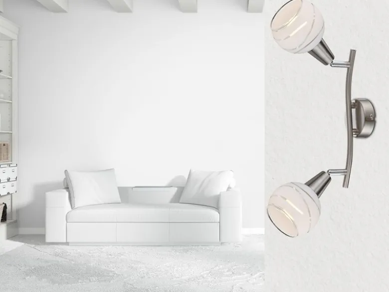 LED Deckenstrahler ELLIOTT 2-flammig, Glasschirme satiniert, Breite 28cm