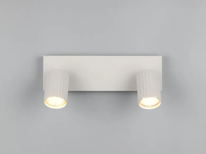 LED Deckenstrahler 2-flammig aus Metall Hellgrau, Breite 30cm