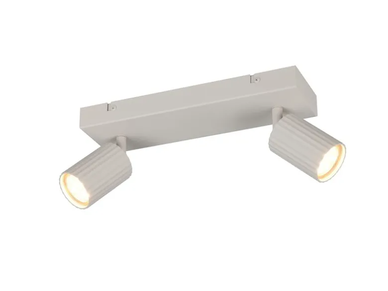 LED Deckenstrahler 2-flammig aus Metall Hellgrau, Breite 30cm