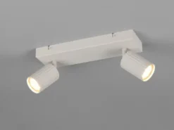 LED Deckenstrahler 2-flammig aus Metall Hellgrau, Breite 30cm