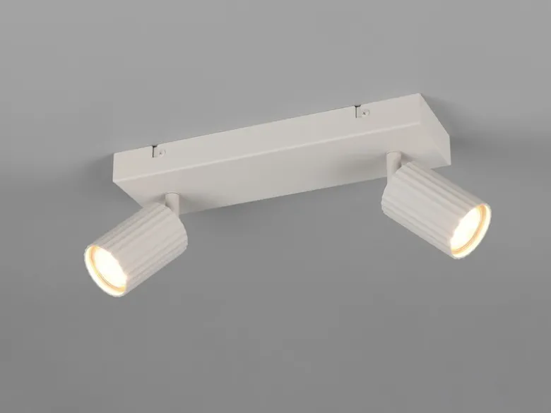 LED Deckenstrahler 2-flammig aus Metall Hellgrau, Breite 30cm