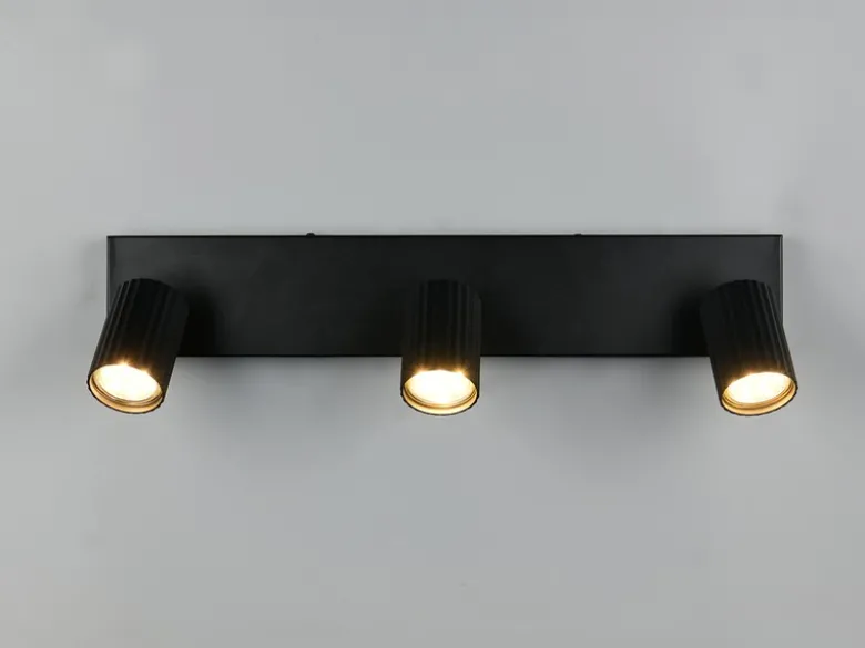 LED Deckenstrahler 3-flammig aus Metall Schwarz, Breite 50cm