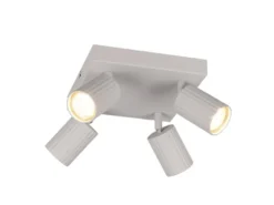 LED Deckenstrahler 4-flammig aus Metall Hellgrau, Quadrat 20cm