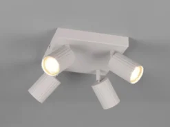 LED Deckenstrahler 4-flammig aus Metall Hellgrau, Quadrat 20cm