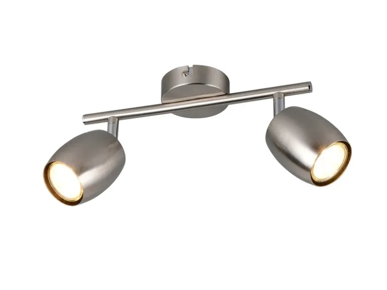 LED Deckenstrahler 2-flammig aus Metall Silber, Breite 27,5cm