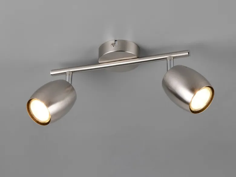 LED Deckenstrahler 2-flammig aus Metall Silber, Breite 27,5cm