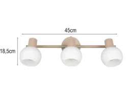 LED Deckenstrahler 3-flammig aus Metall in Beige mit Glasschirmen, Breite 45cm