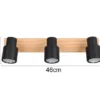 LED Deckenstrahler 3-flammig aus Metall in Schwarz mit Holz, Breite 46cm