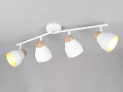 LED Deckenstrahler 4-flammig aus Metall Weiß innen Gold, Breite 71cm