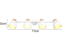 LED Deckenstrahler 4-flammig aus Metall Weiß innen Gold, Breite 71cm