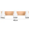 LED Deckenstrahler 3-flammig aus Metall in Weiß mit Holz, Breite 46cm