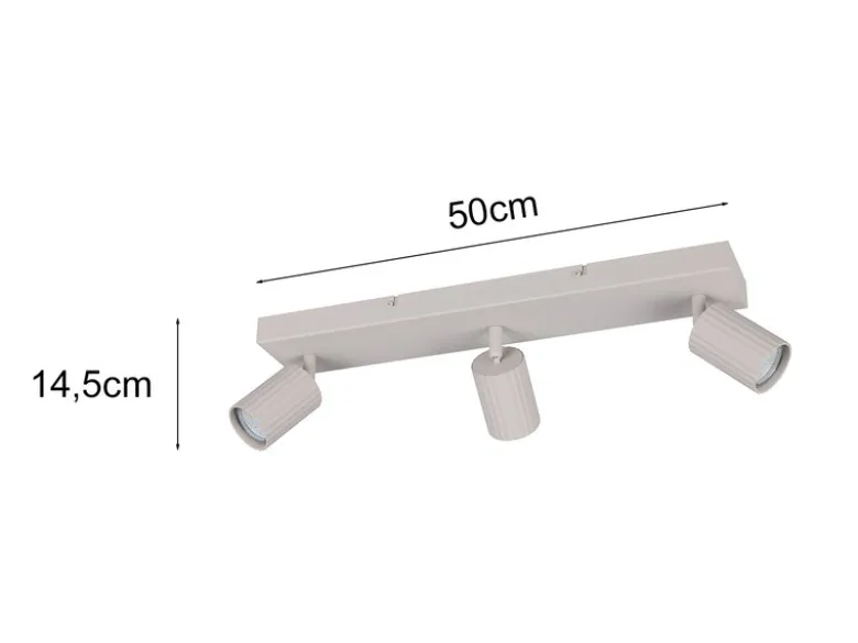 LED Deckenstrahler 3-flammig aus Metall Hellgrau, Breite 50cm